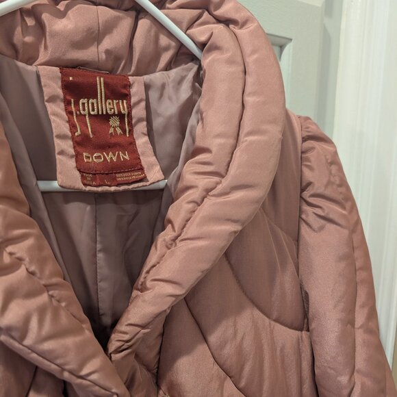 Vintage J.Gallery Duck Down 1980s Dusty Rose Long Puffer Winter Coat - Women's M - Picture 2 of 16